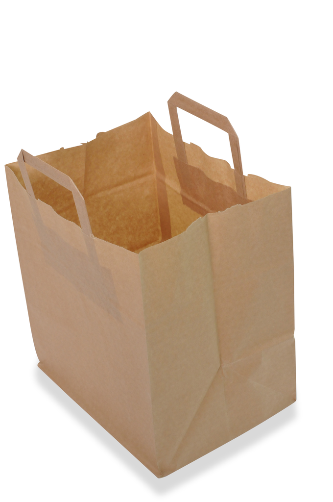 [AL-000001] Sac cabas kraft brun - 26x20x28cm - poignée plate - 250pcs