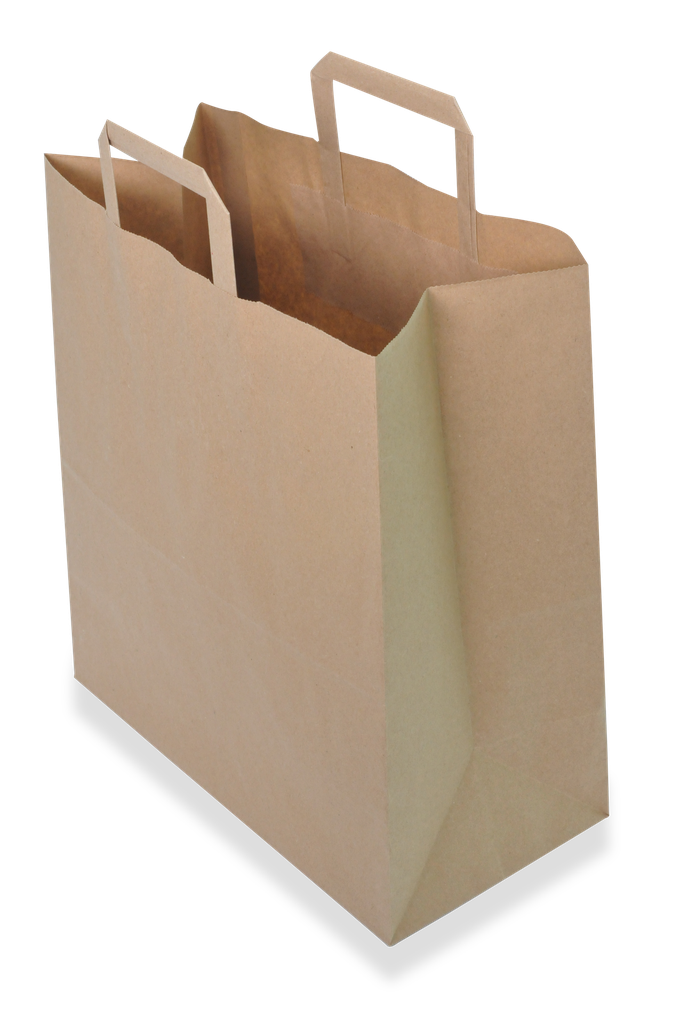 [AL-000022] Sac cabas kraft brun - 32x16x35cm - poignée plate - 250pcs