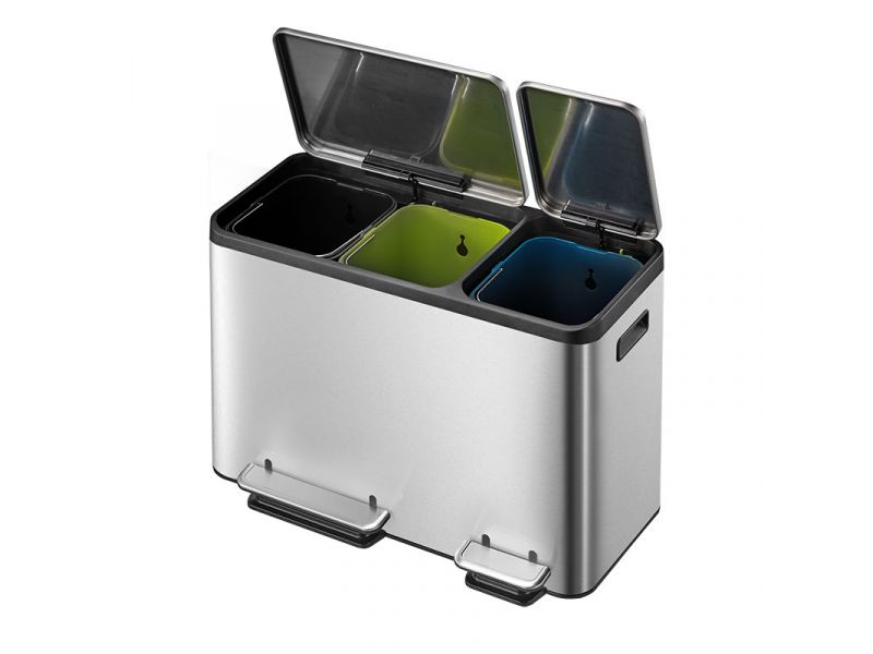 [B25-50] ECO CASA poubelle à pédale Tri-sélectif - 3x15lit