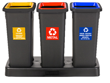 [B26-59T] ECOGREEN FIT - poubelles pour le tri-sélectif - kit de 3x50lit