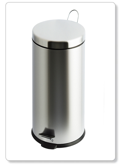 [B43-03] Poubelle à pédale en inox avec liner en plastique - 30lit