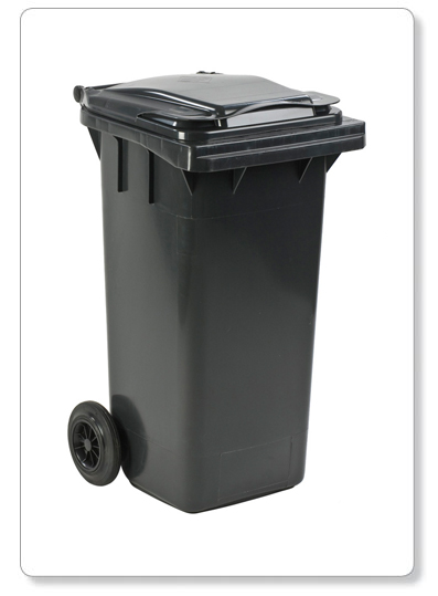 [B44-02] Conteneur mobile en plastique - gris - 120lit (H: 97,4cm)