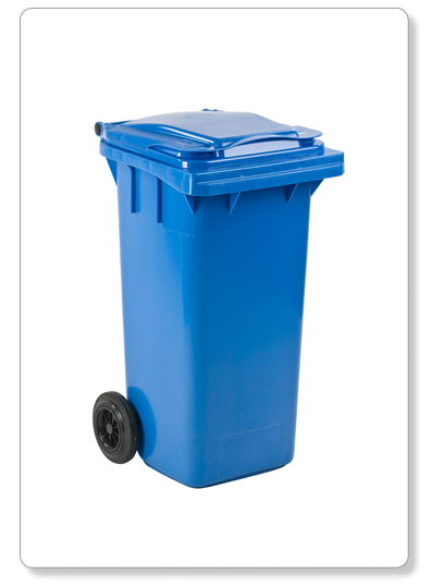 [B44-02B] Conteneur mobile en plastique - bleu - 120lit (H: 97,4cm)