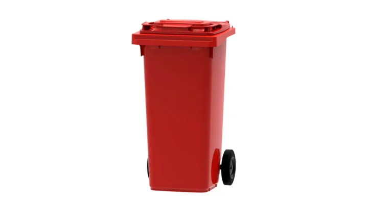 [B44-02R] Conteneur mobile en plastique - rouge - 120lit (H: 97,4cm)