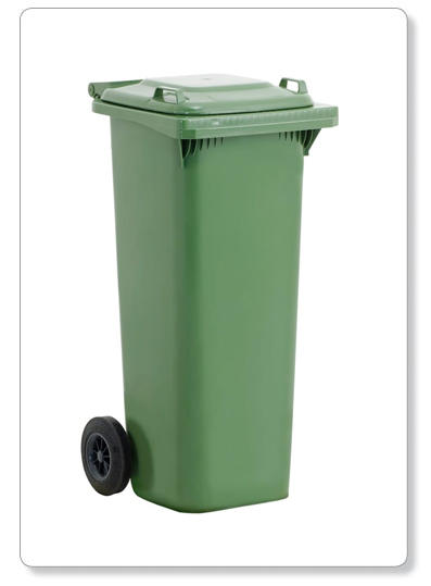 [B44-02V] Conteneur mobile en plastique - vert - 120lit (H: 97,4cm)
