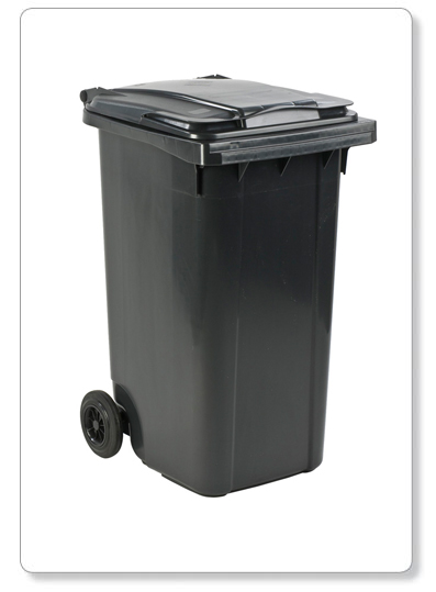[B44-03] Conteneur mobile en plastique - gris - 240lit (H: 107,9cm)