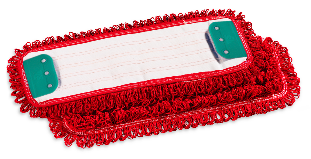 [C03-24RD] Mop à plat (pince) en microfibre - rouge - 40x13cm