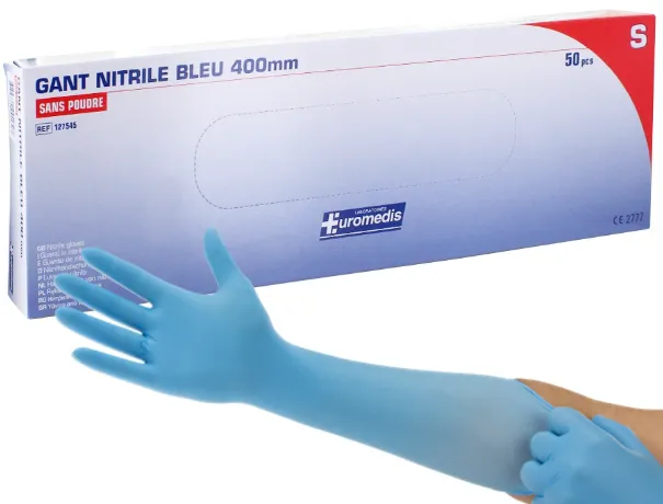 [DIV-NIT30CMME] Gants en NITRILE LONG - bleu - non poudré - 50pcs - M