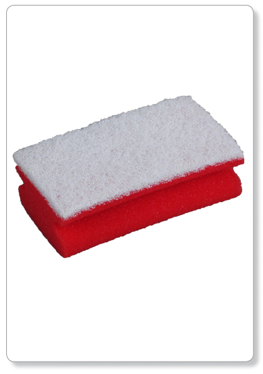 [E03-02] Eponge à poignée rouge/blanche - 14x7x4,4cm