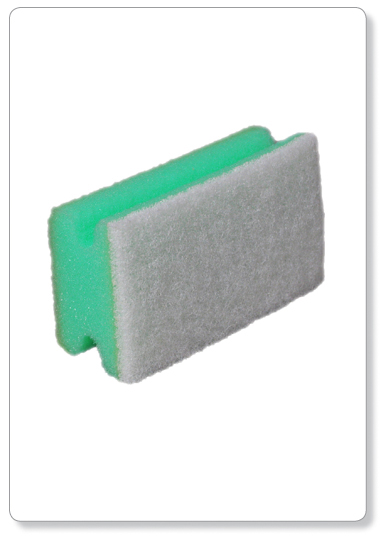 [E03-03] Eponge à poignée verte/blanche - 14x7x4,4cm
