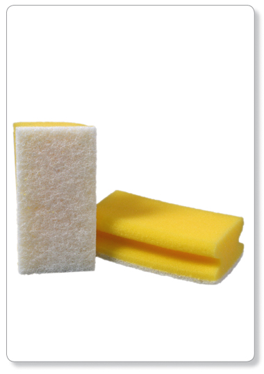[E03-04] Eponge à poignée jaune/blanche - 14x7x4,4cm