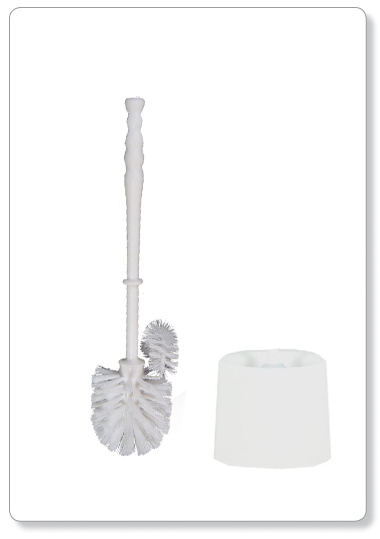[E16-10] Brosse WC avec essuie-bord avec support - blanc