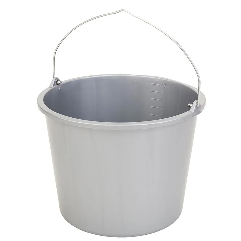 [E19-07G] Seau renforcé gris avec une anse en métal - 12lit