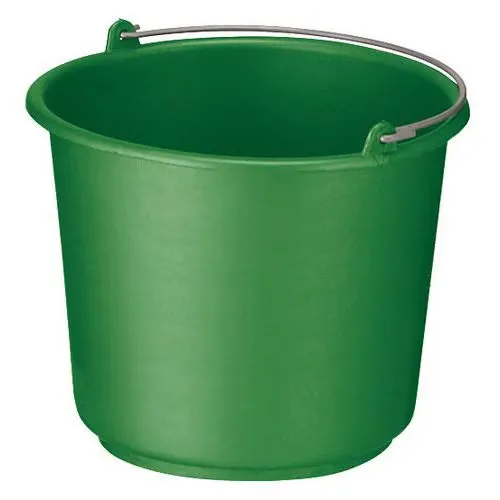 [E19-07V] Seau renforcé vert avec une anse en métal - 12lit