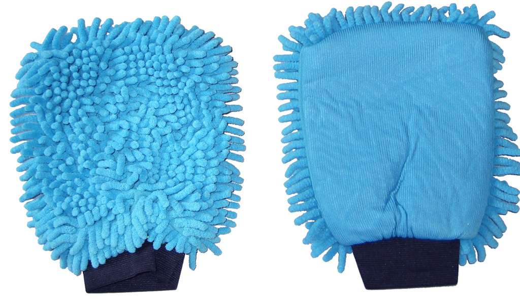 [E29-12] Gant de lavage microfibre "Rasta" bleu