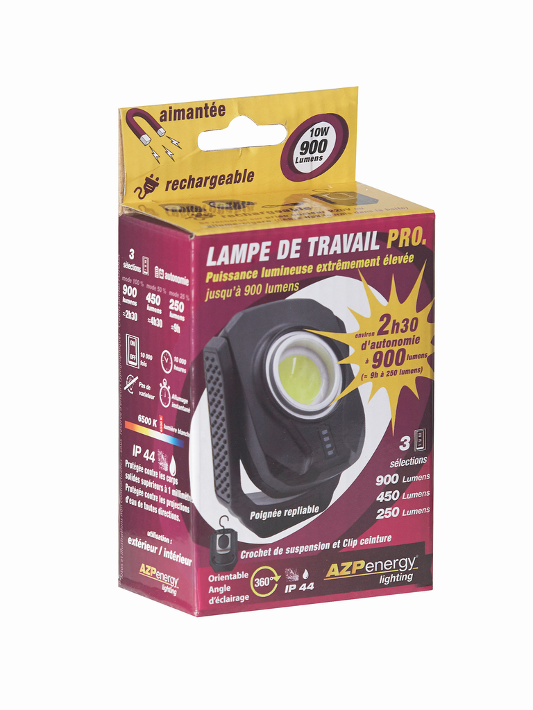 [E41-02] Lampe de travail pro (rechargeable) 98x70x35mm - 171gr