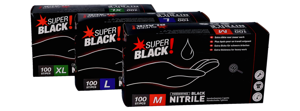 [P02-22] Gants en NITRILE BLACK - non poudré - 100pcs - M