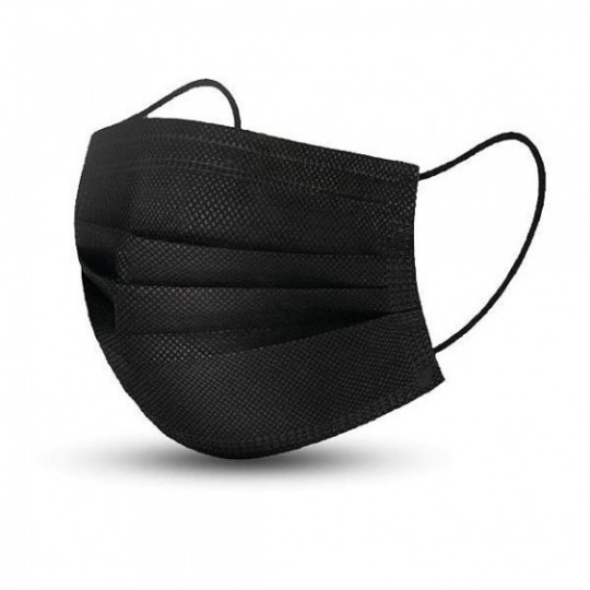 [P11-04] Masques de protection jetable 3plis - 50pcs (NOIR)