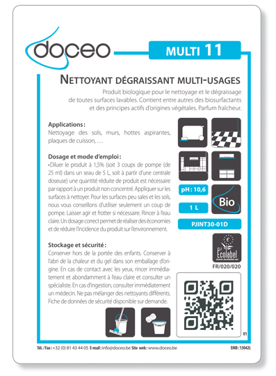 [PJINT30-01D] MULTI 11 - nettoyant, dégraissant multi-usage - 1lit