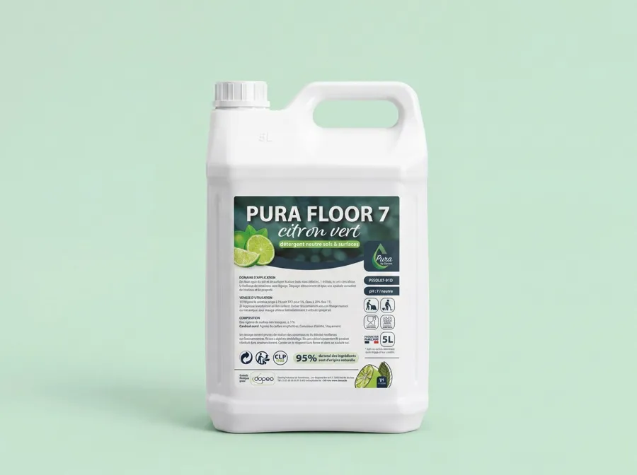 [PJSOL07-91D] PURA FLOOR 7 CITRON VERT - détergent neutre sols & surfaces - 5lit